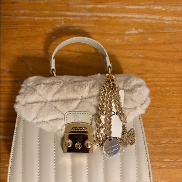 Aldo Cream Satchel with Gold Accents - Picture 2 of 6
